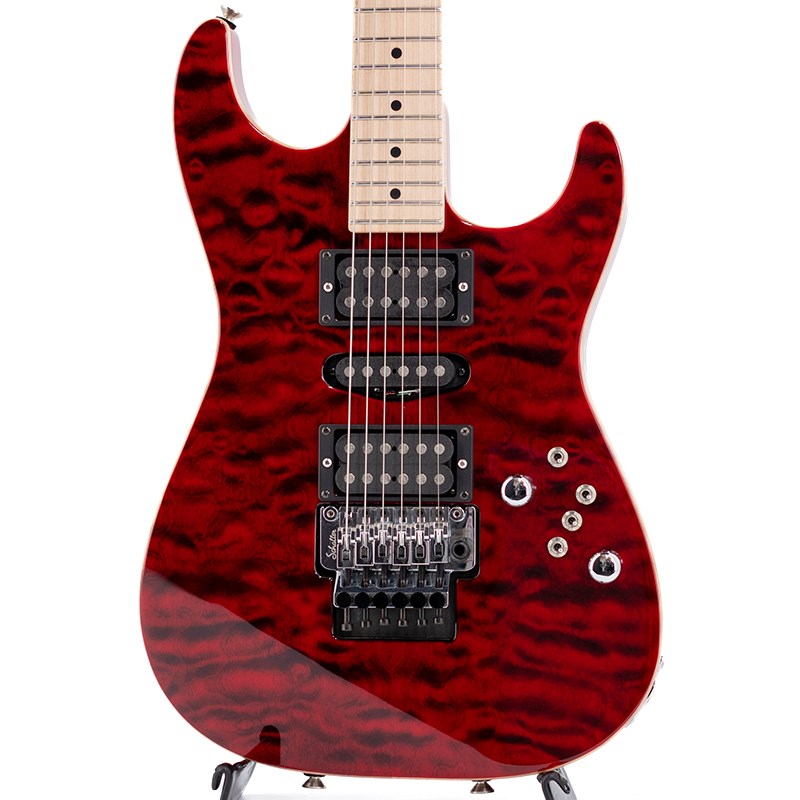 Tom Anderson Drop Top FRT Quilt Maple Top on Alder/Cajun Red with Bindingの画像